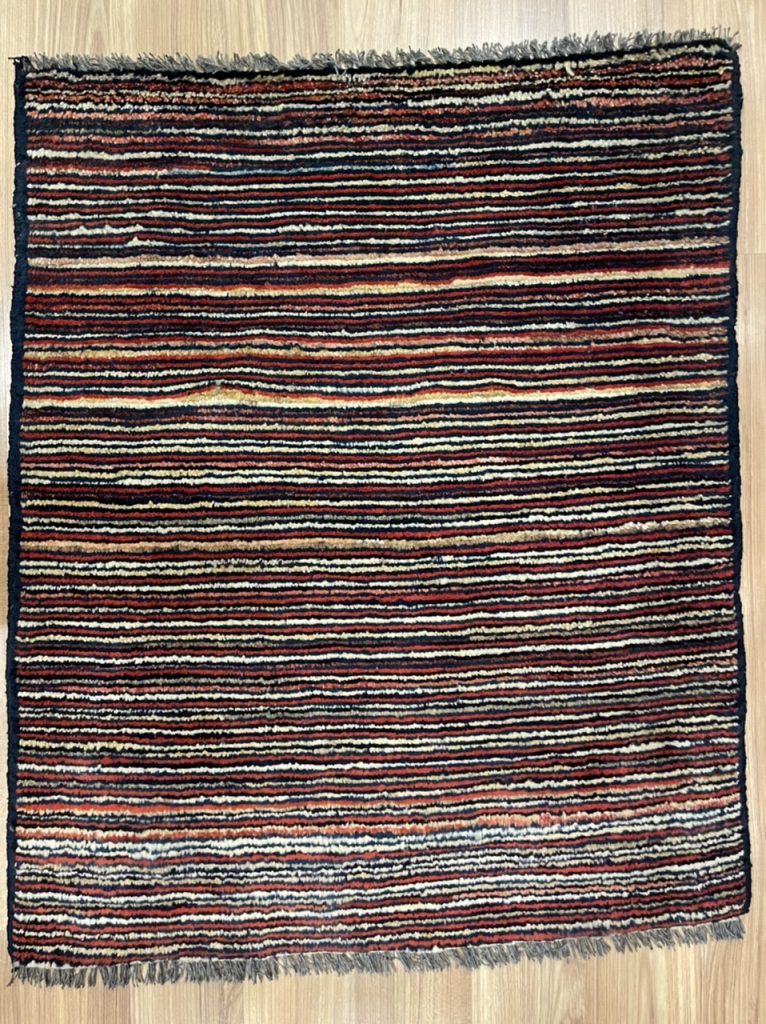 Persian Tribal Gabbeh Wool Stripe Small Rug size 75 cm. X 61 cm.