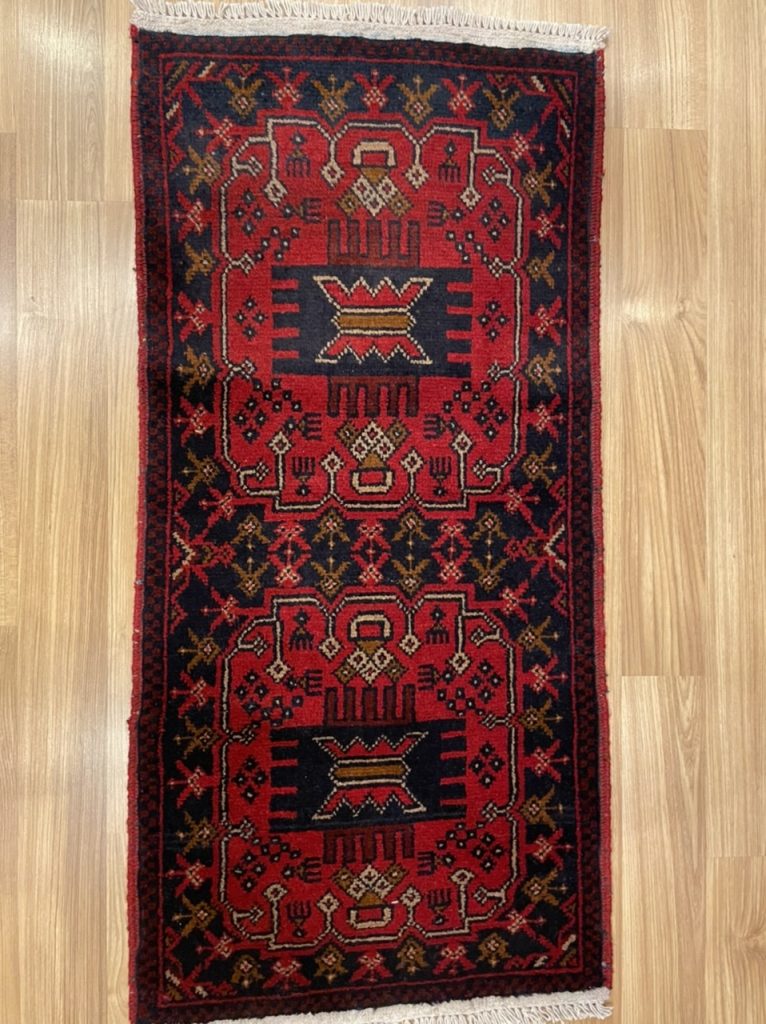 Persian Tribal Wool rug size: 102 cm. X 54 cm.