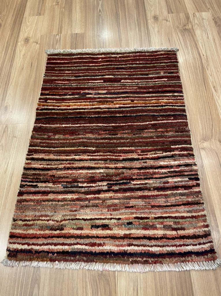 Persian Tribal Gabbeh Wool Stripe Small Rug size 78 cm. X 55 cm.