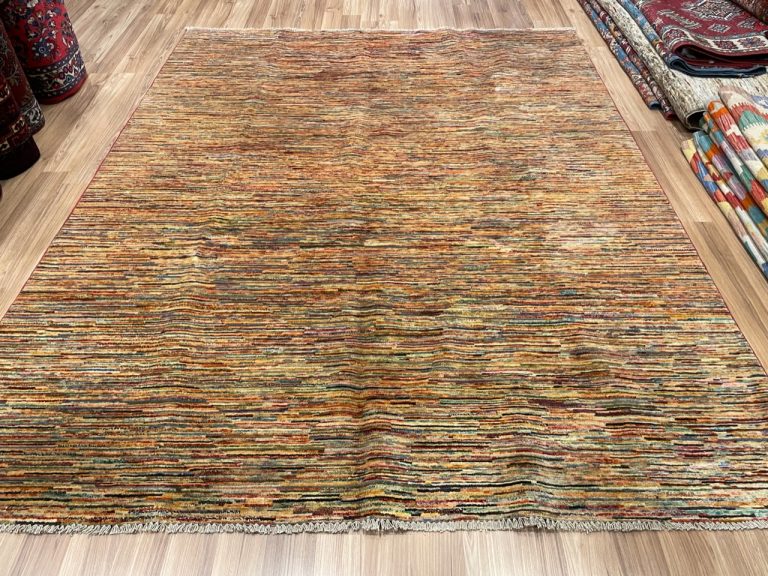 Very Fine Tribal Gabbeh Style Wool Stripe Persian Rug size 242 cm. X 191 cm.