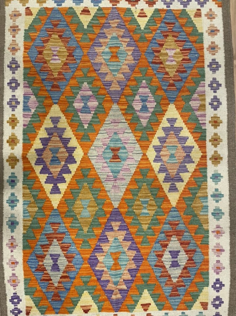 Persian Boho Handwoven Wool Size 156 cm. X 108 cm. Kilim Rug