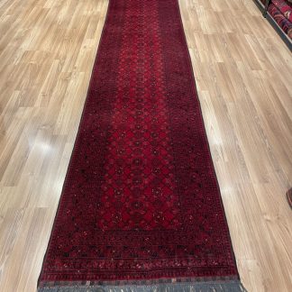 Super Fine Persian Tribal wool red runner rug 380 cm. X 81 cm.