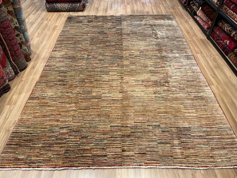 Very Fine Tribal Gabbeh Style Wool Stripe Persian Large Rug size 304 cm. X 204 cm.