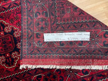 Persian rug sale - Adelaide Central Market -Premium Quality Persian Tribal wool red runner rug 290 cm. X 84 cm.