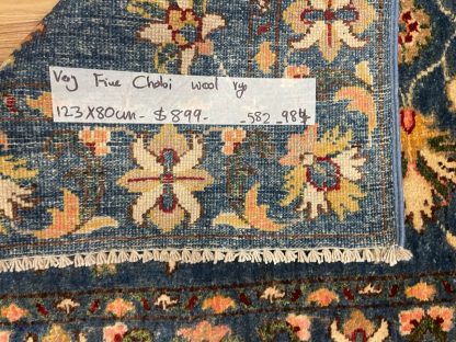 Persian rug sale - Adelaide Central Market - Very Fine Persian Blue Chobi wool rug size 123 cm. X 80 cm.