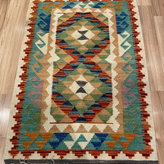 Persian rug sale - Adelaide Central Market - Persian Boho Handwoven Wool Size 95 cm. X 65 cm. Kilim Rug