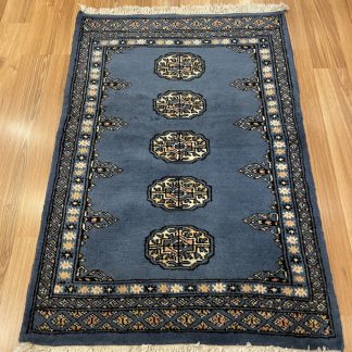 Persian rug sale - Adelaide Central Market - Premium Quality Princess Bokhara light blue small wool rug 94 cm. X 65 cm.