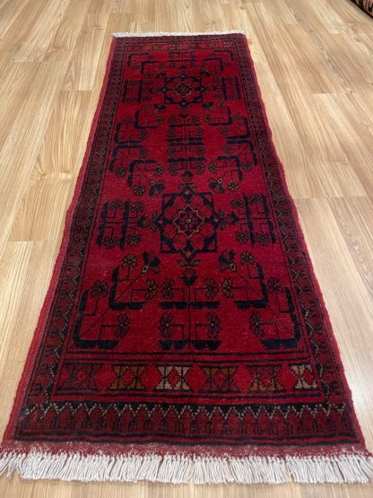 Persian rug sale - Adelaide Central Market - Persian tribal wool red runner 144 cm. X 49 cm.