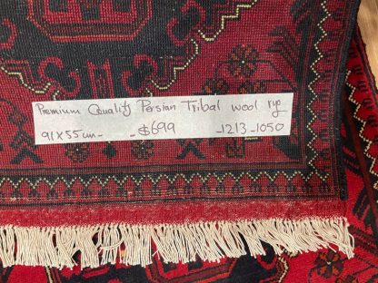 Persian rug sale - Adelaide Central market - Premium quality Red Persian tribal small wool rug 91 cm. X 55 cm.