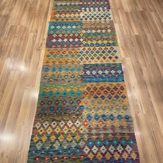 Persian rug sale - Adelaide Central Market - Persian Boho Handwoven Wool Bohemian Kilim Runner size: 304 cm. X 85 cm.