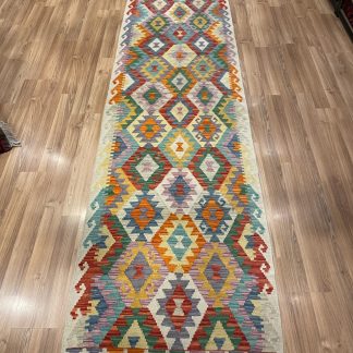 Persian rug sale - Adelaide Central Market - Persian Boho Handwoven Wool Bohemian Kilim Runner size: 304 cm. X 91 cm.