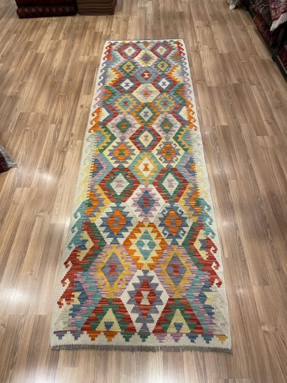 Persian rug sale - Adelaide Central Market - Persian Boho Handwoven Wool Bohemian Kilim Runner size: 304 cm. X 91 cm.