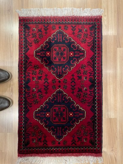Persian rug sale - Adelaide Central market - Premium quality Red Persian tribal small wool rug 91 cm. X 55 cm.