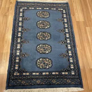 Persian rug sale - Adelaide Central Market - Premium Quality Princess Bokhara light blue small wool rug 97 cm. X 65 cm.