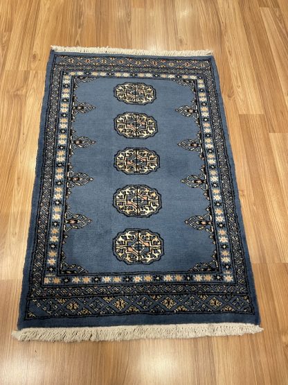 Persian rug sale - Adelaide Central Market - Premium Quality Princess Bokhara light blue small wool rug 97 cm. X 65 cm.