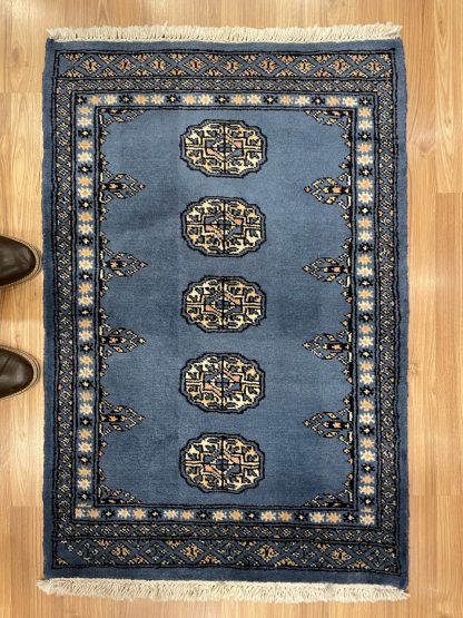 Persian rug sale - Adelaide Central Market - Premium Quality Princess Bokhara light blue small wool rug 97 cm. X 65 cm.