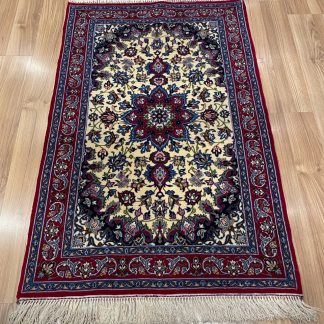 Persian rug sale - Adelaide Central Market - Premium quality Persian Isfahan silk and wool rug 108 cm. X 72 cm.