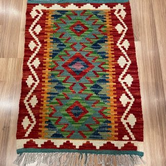 Persian rug sale - Adelaide Central Market - Persian Boho Handwoven Wool Size 86 cm. X 60 cm. small Kilim Rug