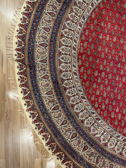 Persian Art Treasure - Adelaide Central Market - Persian Isfahan tablecloth - 200 cm. D Persian Isfahan round hand block printed red tablecloth