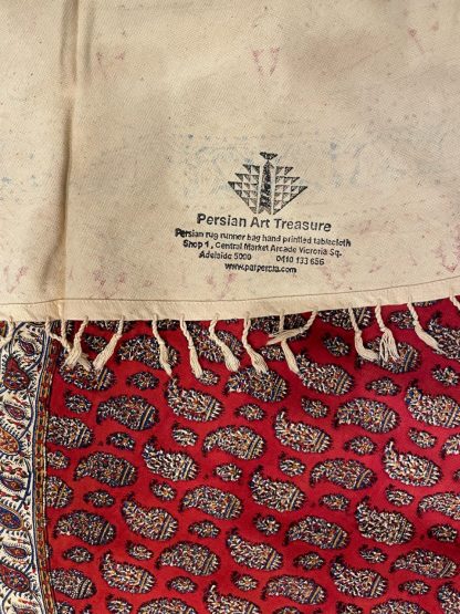 Persian Art Treasure - Adelaide Central Market - Persian Isfahan tablecloth - 200 cm. D Persian Isfahan round hand block printed red tablecloth