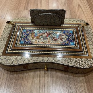 Persian Art Treasure _ Persian rugs and crafts - Adelaide Central Market Plaza - Persian Isfahan Inlaid Khatham handmade Inlaid desk set polo paintings