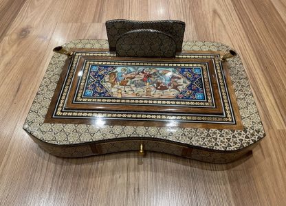 Persian Art Treasure _ Persian rugs and crafts - Adelaide Central Market Plaza - Persian Isfahan Inlaid Khatham handmade Inlaid desk set polo paintings