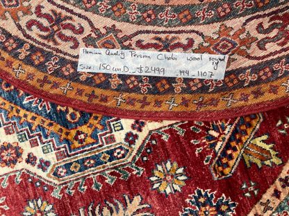 Persian rug sale - Adelaide Central Market - Persian Art Treasure - Premium quality Chobi round wool rug 150 cm. D.