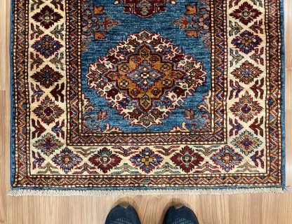 Persian rug sale - Adelaide Central Market - Persian Art treasure - Premium Quality Persian Kazak wool blue runner size 255 cm. X 80 cm.