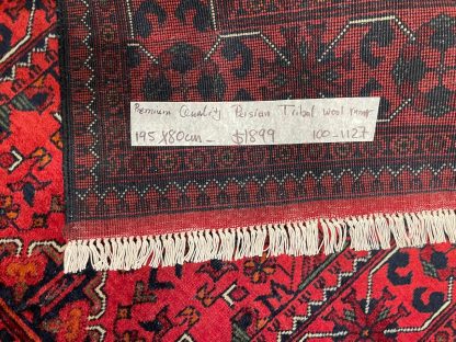 Persian rug sale - Adelaide Central Market - Persian Art Treasure - Premium quality Persian Tribal Baloochi 195 cm. X 80 cm . wool red runner