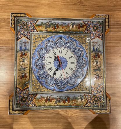 Premium quality Isfahan Handmade Persian Clock 41 cm. X 41 cm.