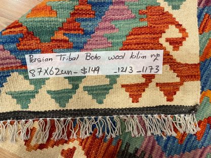 Persian Art Treasure - Persian rug sale -Adelaide Central Market - Online and in store - Premium quality Persian Boho Kilim Rug size: 87 cm. X 62 cm.