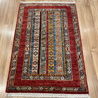 Premium quality Hand-knotted Persian Chobi stripe Moharamat design wool rug size 96 cm. X 65 cm. - Persian Art Treasure - Adelaide Central Market Plaza - Persian rug sale - Home Decor - Online and In-store - Free Post