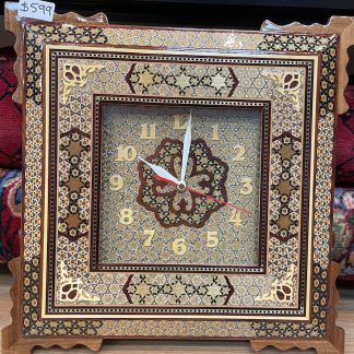 Premium quality Isfahan Handmade Persian Inlaid Clock 40 cm. X 40 cm. - Persian Art Treasure - Adelaide Central Market Plaza - Persian Art Sale - Inlaid Isfahan Persian handmade Clock