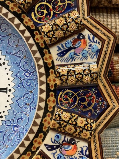 Premium quality Persian Esfahan handmade round clock 37 cm. D. - Persian Art Treasure - Adelaide Central Market - Persian rugs and crafts - Persian Esfahan Inlaid clock - Persian rug sale - Home Decor