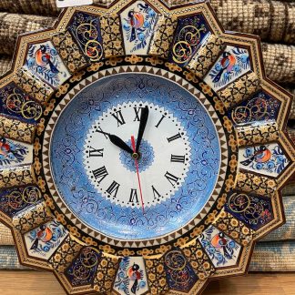 Premium quality Persian Esfahan handmade round clock 37 cm. D. - Persian Art Treasure - Adelaide Central Market - Persian rugs and crafts - Persian Esfahan Inlaid clock - Persian rug sale - Home Decor