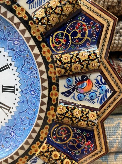 Premium quality Persian Esfahan handmade round clock 37 cm. D. - Persian Art Treasure - Adelaide Central Market - Persian rugs and crafts - Persian Esfahan Inlaid clock - Persian rug sale - Home Decor