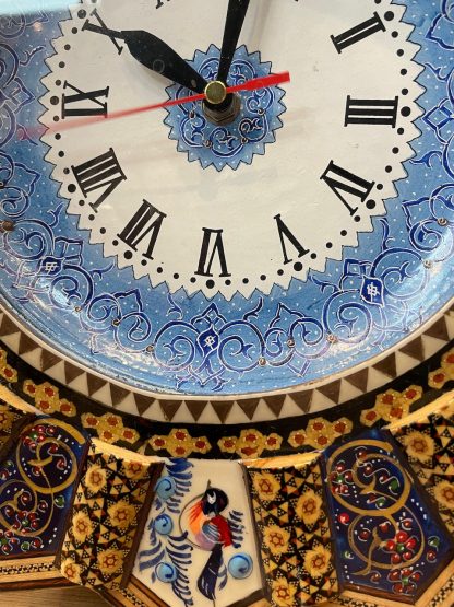 Premium quality Persian Esfahan handmade round clock 37 cm. D. - Persian Art Treasure - Adelaide Central Market - Persian rugs and crafts - Persian Esfahan Inlaid clock - Persian rug sale - Home Decor