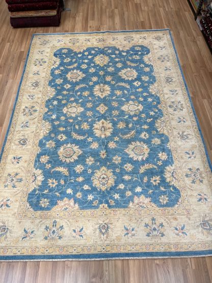 Premium Quality hand-knotted Persian Chobi sky blue unique large wool rug size 294 cm. X 204 cm. - Persian Art Treasure - Persian rug sale - Adelaide Central Market - Adelaide rug sale - Home Decor - large room rug - shop online at: https://patpersia.com.au - Shop in-store at Adelaide Central Market Plaza