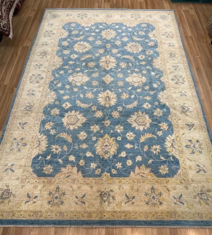 Premium Quality hand-knotted Persian Chobi sky blue unique large wool rug size 294 cm. X 204 cm. - Persian Art Treasure - Persian rug sale - Adelaide Central Market - Adelaide rug sale - Home Decor - large room rug - shop online at: https://patpersia.com.au - Shop in-store at Adelaide Central Market Plaza