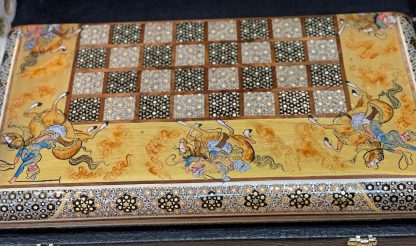 Limited edition Premium quality Persian Esfahan handmade backgammon set 50 cm. X 50 cm. -Persian Isfahan Khatamkari, handmade Persian clock, inlaid Khatamkari, Isfahan handicrafts, Persian art, chess set, backgammon, Persian crafts, Persian gifts Australia, buy Persian art online, free shipping Persian art, Persian home decor, unique Persian gifts, Persian handicrafts, Adelaide Persian rugs