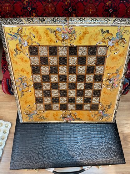 Limited edition Premium quality Persian Esfahan handmade backgammon set 50 cm. X 50 cm. -Persian Isfahan Khatamkari, handmade Persian clock, inlaid Khatamkari, Isfahan handicrafts, Persian art, chess set, backgammon, Persian crafts, Persian gifts Australia, buy Persian art online, free shipping Persian art, Persian home decor, unique Persian gifts, Persian handicrafts, Adelaide Persian rugs