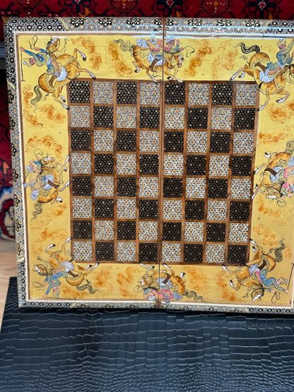 Limited edition Premium quality Persian Esfahan handmade backgammon set 50 cm. X 50 cm. -Persian Isfahan Khatamkari, handmade Persian clock, inlaid Khatamkari, Isfahan handicrafts, Persian art, chess set, backgammon, Persian crafts, Persian gifts Australia, buy Persian art online, free shipping Persian art, Persian home decor, unique Persian gifts, Persian handicrafts, Adelaide Persian rugs