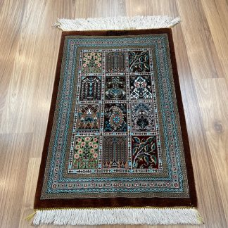 Premium quality hand-knotted signature Persian Qom pure silk rug 60 cm. X 39 cm. - Persian Art Treasure - Adelaide Central Market - Persian rug sale - Adelaide rug shop - Home Decor - Shop Online with free post at: https://patpersia.com.au or at Adelaide Central Market