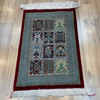 Premium quality hand-knotted signature Persian Qom pure silk rug 56 cm. X 39 cm. - Persian Art Treasure - Adelaide Central Market - Persian rug sale - Adelaide rug shop - Home Decor - Shop Online with free post at: https://patpersia.com.au or at Adelaide Central Market