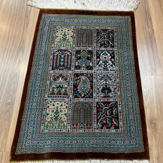 Premium quality hand-knotted signature Persian Qom pure silk rug 56 cm. X 38 cm. - Persian Art Treasure - Adelaide Central Market - Persian rug sale - Adelaide rug shop - Home Decor - Shop Online with free post at: https://patpersia.com.au or at Adelaide Central Market