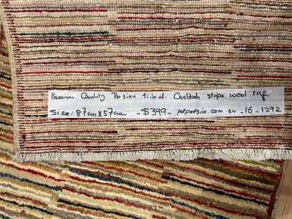 Premium Quality Persian Tribal Gabbeh Wool Stripe Small Rug size 87 cm. X 57 cm. - Persian Art Treasure - 1292 - Adelaide Central Market - Persian rug sale - Adelaide rug shop - Home Decor - Shop Online with free post at: https://patpersia.com.au or at Adelaide Central Market - rugs Adelaide